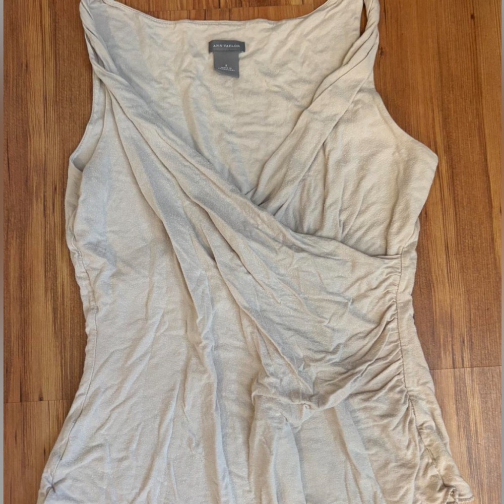 Ann Taylor Cream Draped Blouse